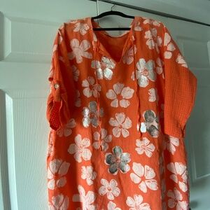 Ladies Orange Tunic with Pockets
